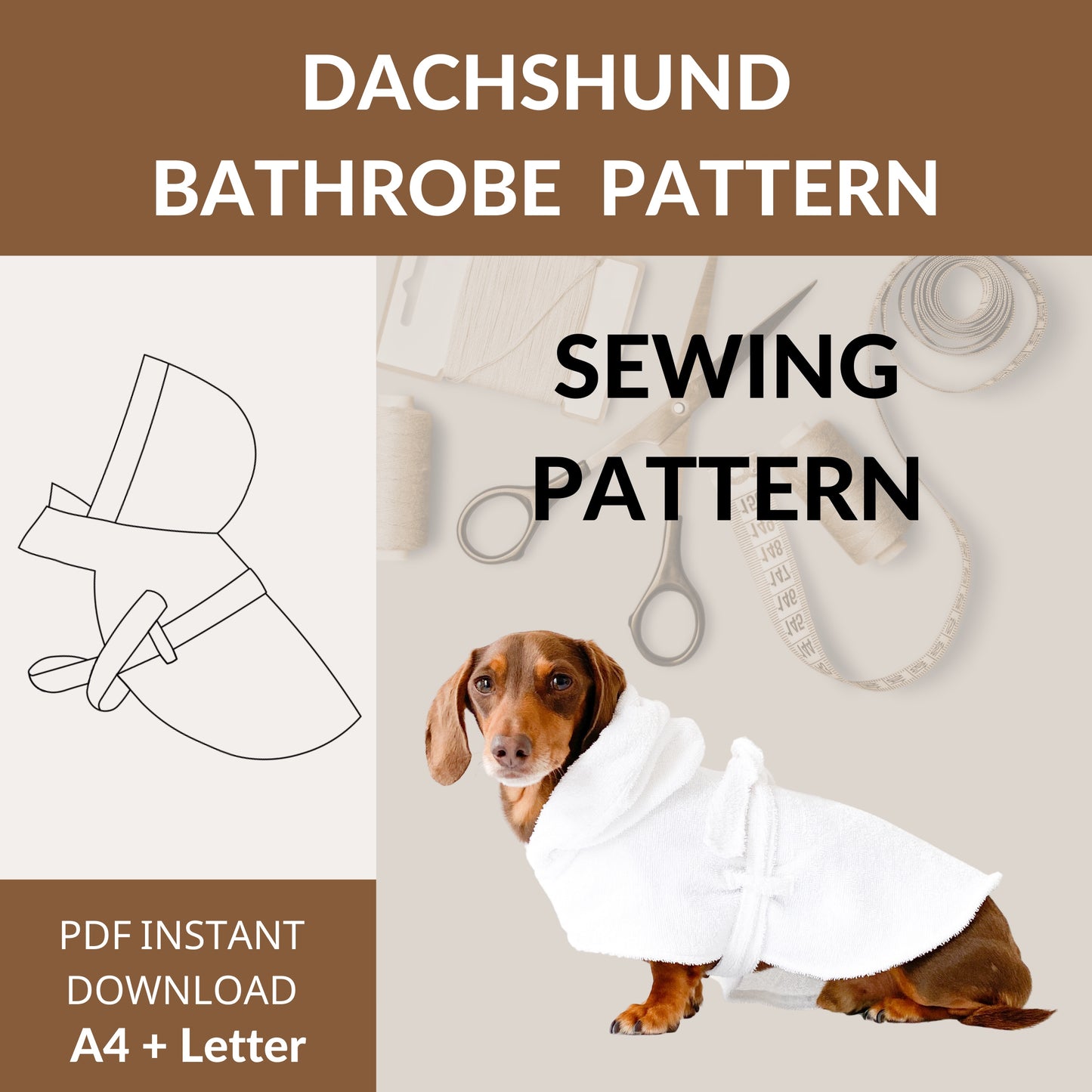 Dachshund Bathrobe Sewing Pattern