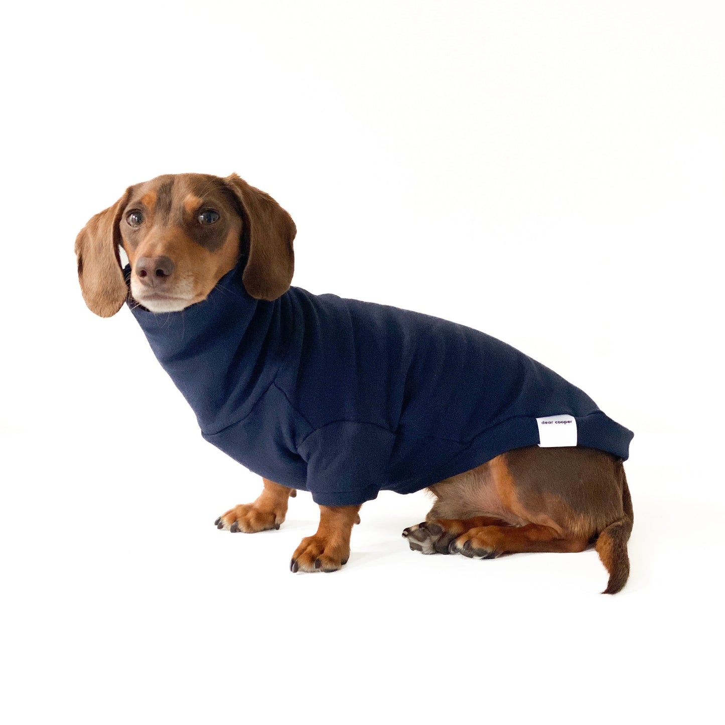 Dachshund Turtleneck Sweater (Fleece) - Navy