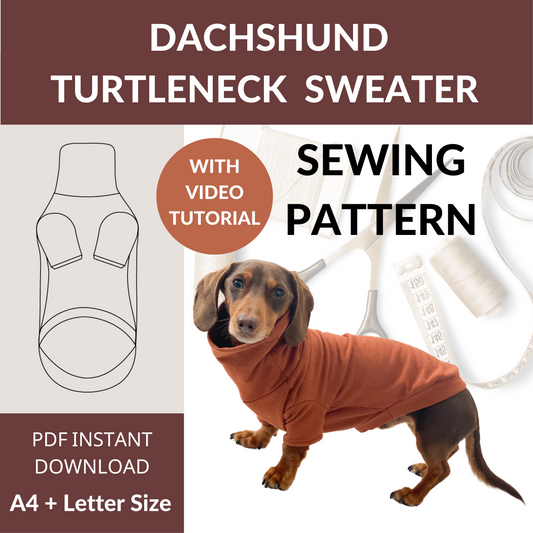 Dachshund Turtleneck Sweater Sewing Pattern (With Video Instructions)