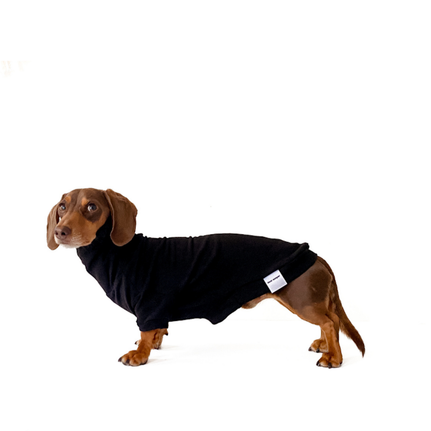 Dachshund Turtleneck Sweater (Fleece) - Black