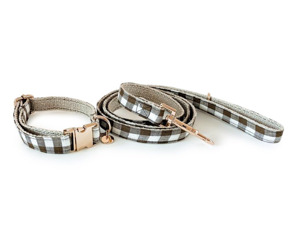 Dog Collar in hemp webbing - Olive gingham Small (FINAL SALE - NO REFU –  Dear Cooper