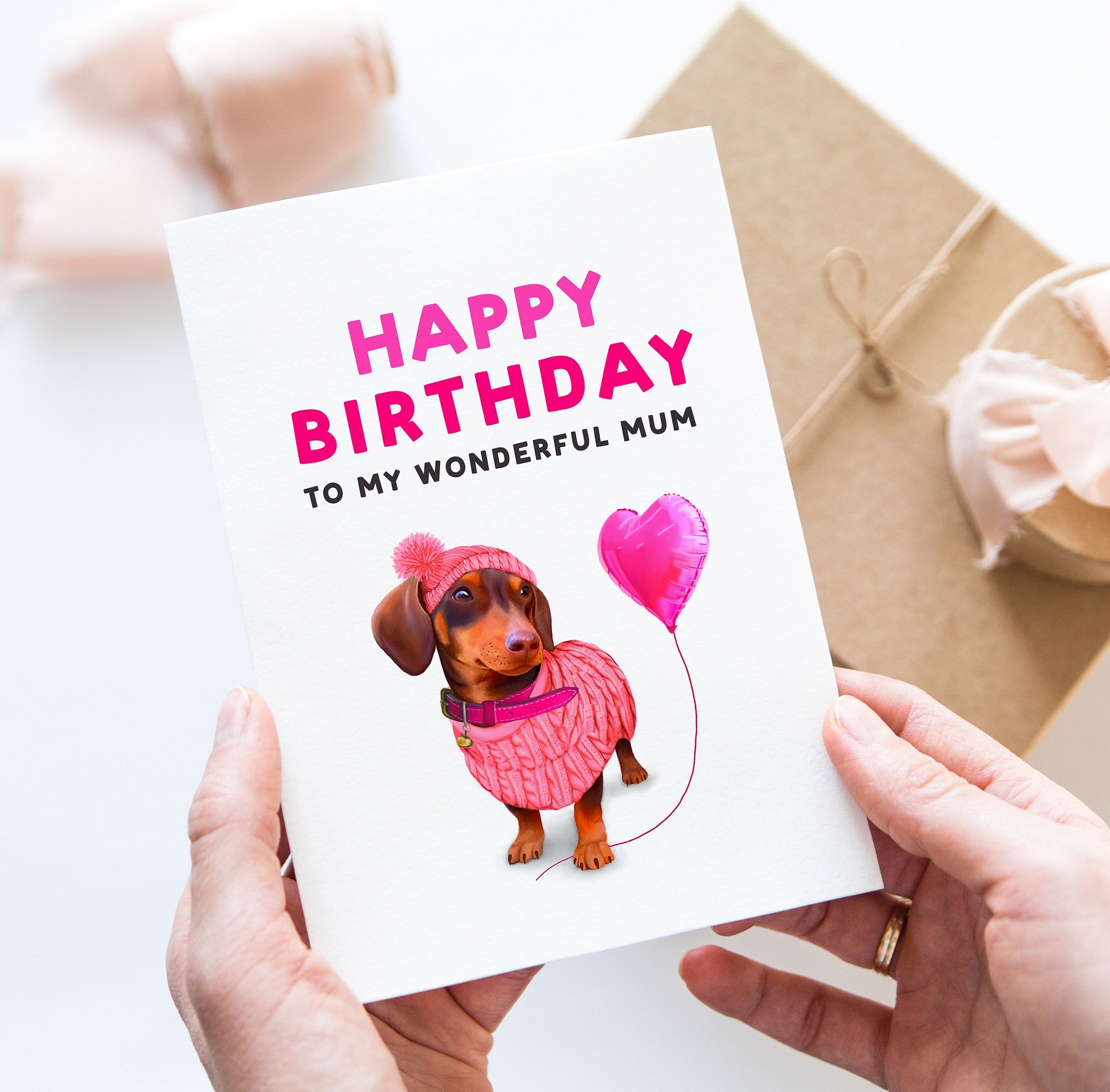 Happy Birthday Dachshund mom card - Dear Cooper